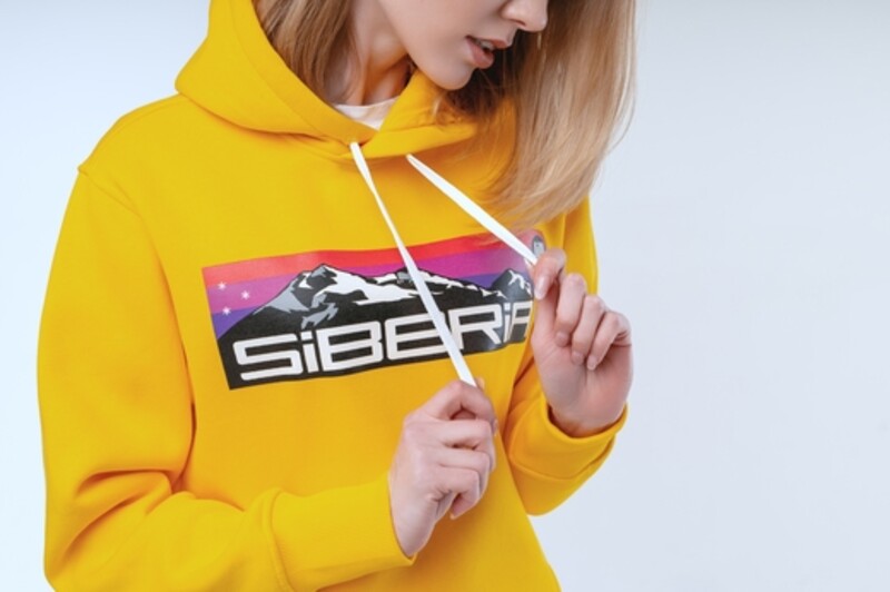 Толстовка удлиненная "Siberia Горы" жёлтая | UNISEX